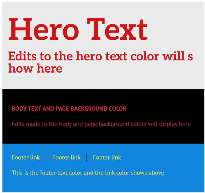 Picture of corresponding demo image showing page colors in Engaging Networks