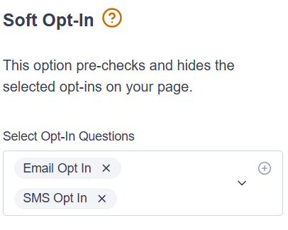 Picture of the questions associated with the soft opt in in Engaging Networks