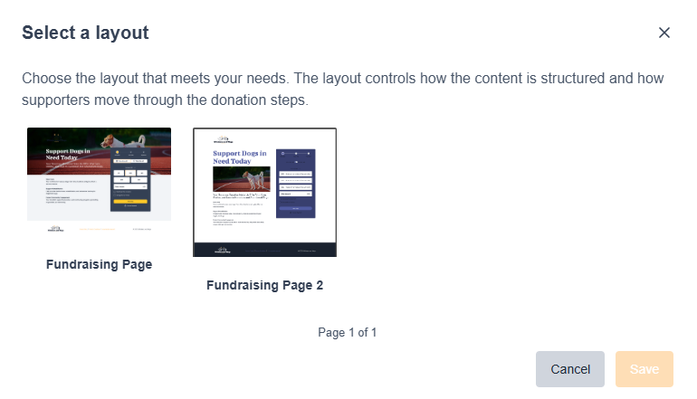 Image of select a layout menu