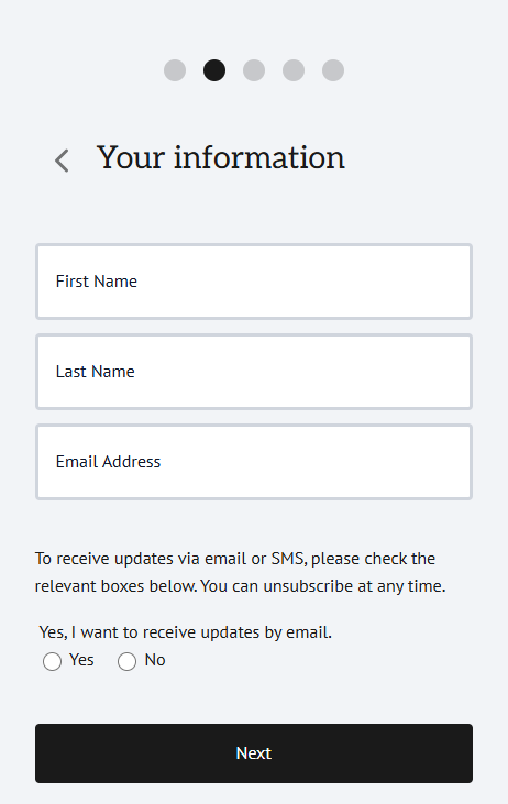 Image of step 2 Supporter Information Fields 
