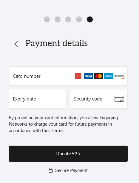 Image of step 4 Card Payment details