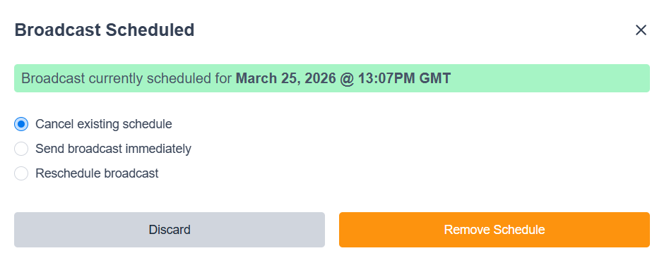 Image showing the 3 options for rescheduling or cancelling in Engaging Networks