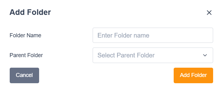 Image of add folder screen in Engaging Networks