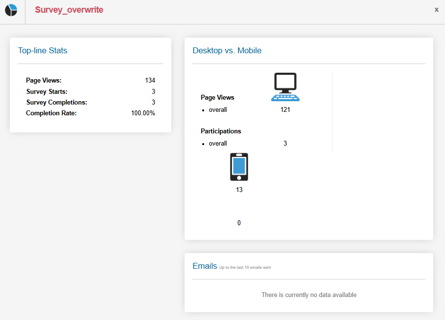 Picture of a detailed report for a survey page