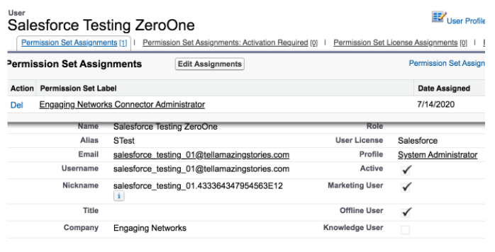 Picture of Data and Reports menu in Engagingnetworks