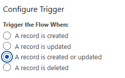 Image of configure trigger options in Salesforce