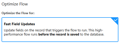 Image of fast field updates selection in Salesforce