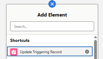 Image of adding update triggering record element in Salesforce