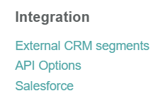 Picture of where to find Salesforce intergration option in Engaging Networks