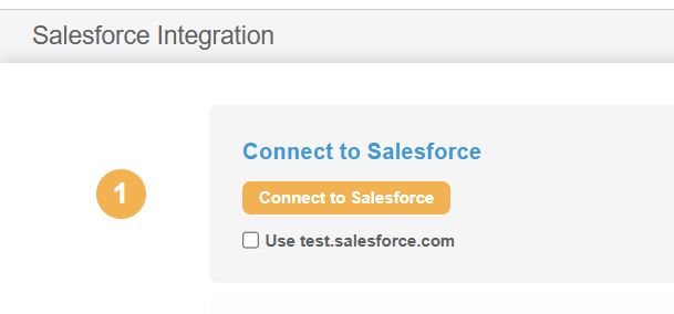 Picture of step one of the salesforce intergration in Engaging Networks