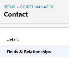 Picture of the fields and relationships contact option