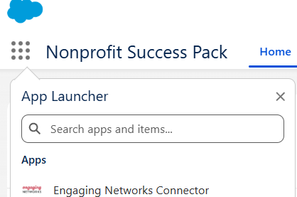 Picture of the app launcher in Salesforce