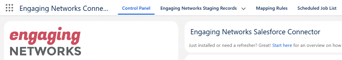 Picture of the Engaging Networks connector control panel