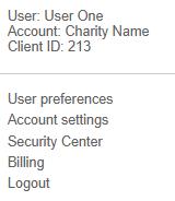 Image of Hello 'Your name' menu