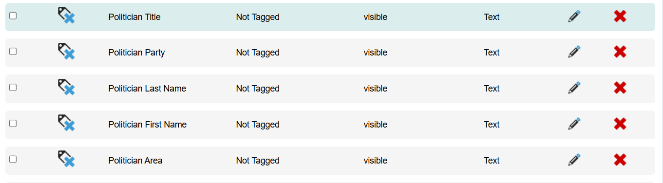 Picture of Engaging Networks available fields