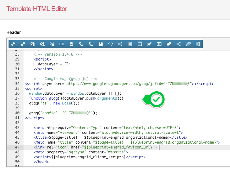 Add gtag script to the head tag in your EN template.