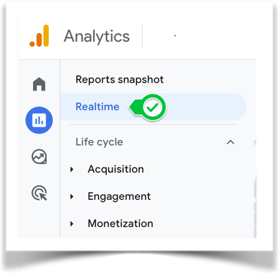 Select the Realtime option in your GA4 property