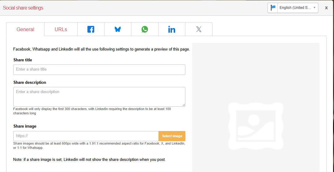 Picture of Engaging Networks social details settings