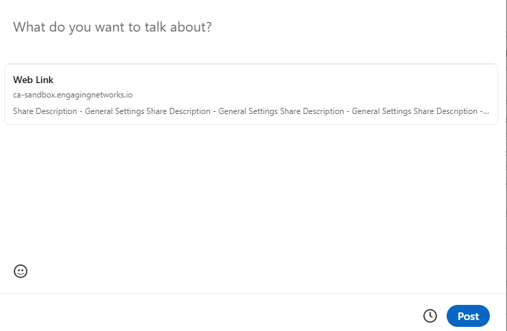 Picture of LinkedIn post without a share image 