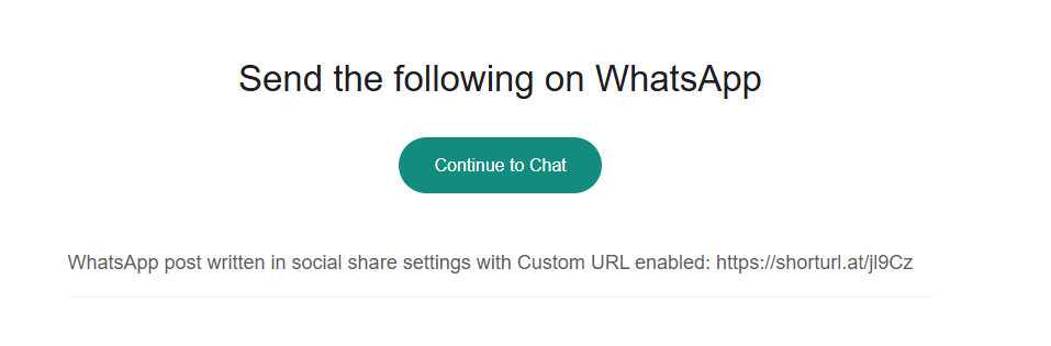 Picture of WhatsApp example post using Custom URL and custom content