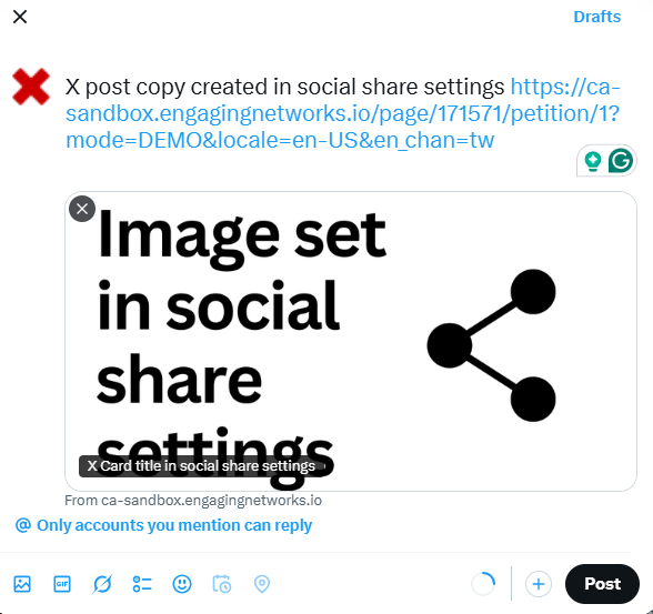 Picture of X post with X card enabled