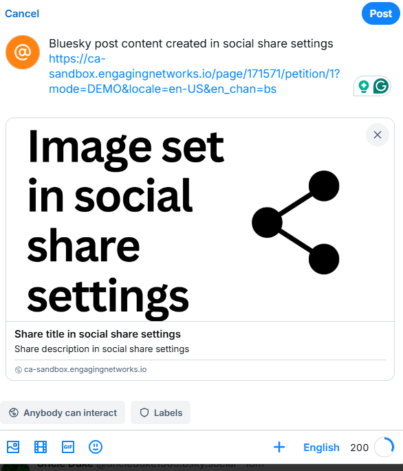 Picture of Bluesky social share example