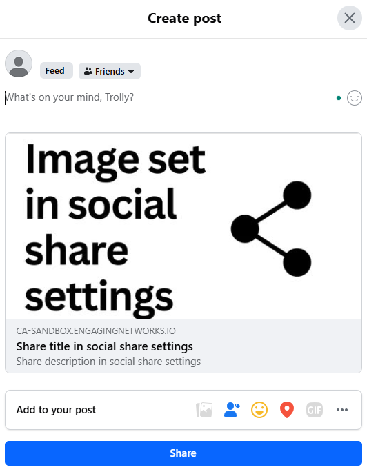 Picture of Facebook social share example