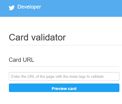 Picture of twitter developer (not rebranded as X) card validator tool