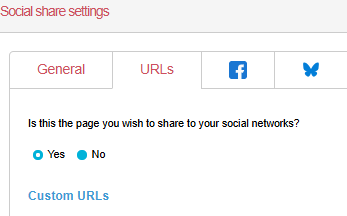 Picture of Engaging Networks social share settings URLS setting