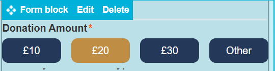 Picture of the donation amounts on your pages formblock