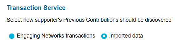 Picture of theTranaction Services selection area