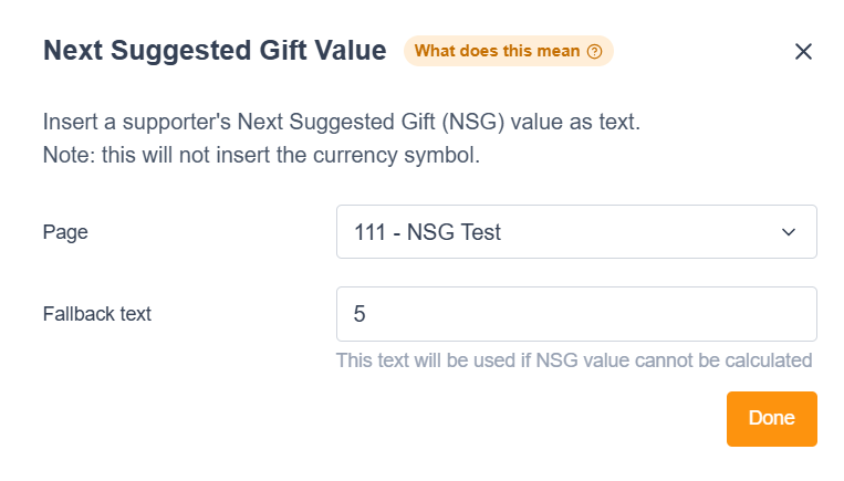 Picture of the NSG fallback selection in marketing tools - broadcasts.