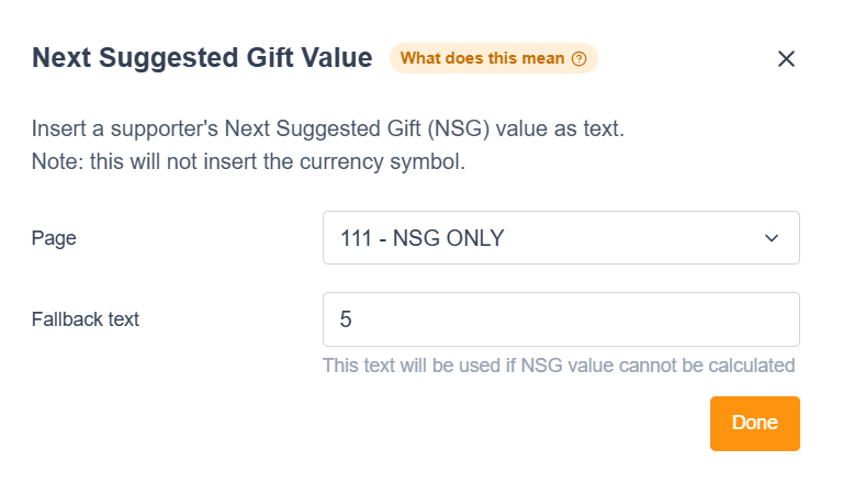Picture of the NSG editor and fallback value