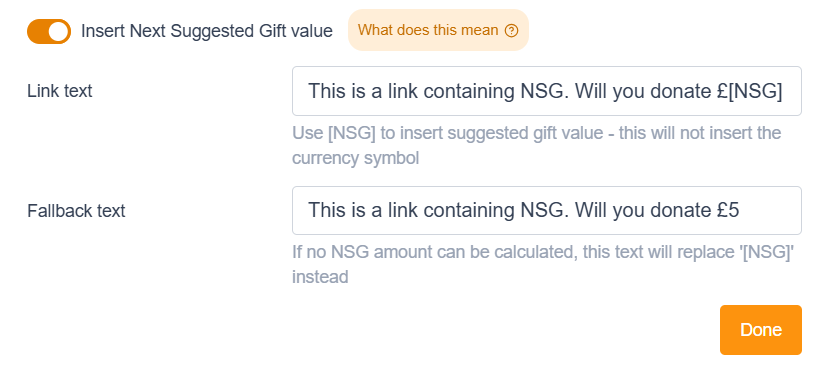 Picture of the fallback option in the link editor