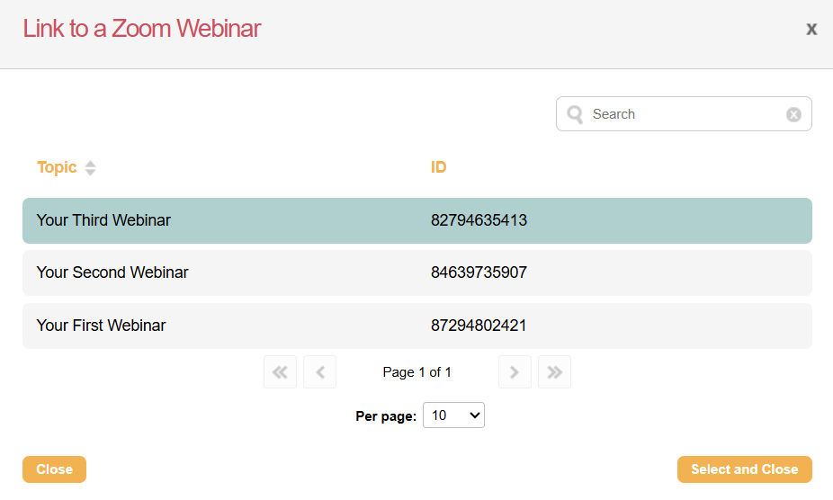 Picture of choosing webinars in Engaging Networks
