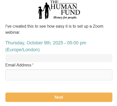 Picture of a form block containing an email address