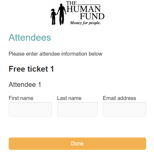 Picture of an attendee block containing first name, last name and email addess
