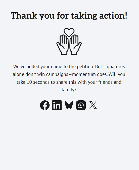 Image of Step 2 Thank you and social share