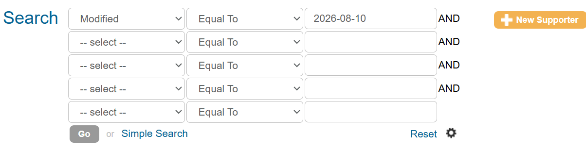 Image of the advanced search screen