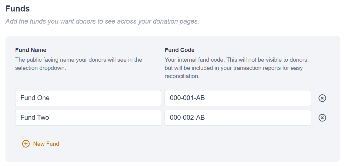 Image of the fund designation setting in Engaging Networks