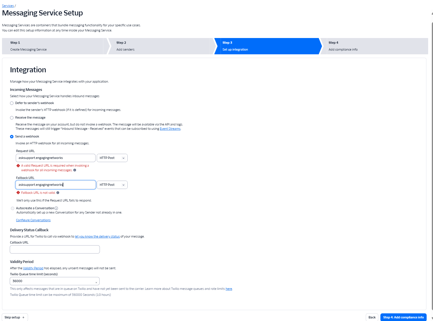 Intergration screen in twilio