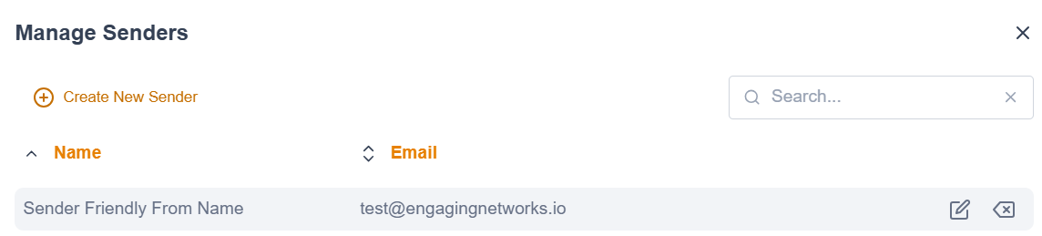 Image of manage senders screen