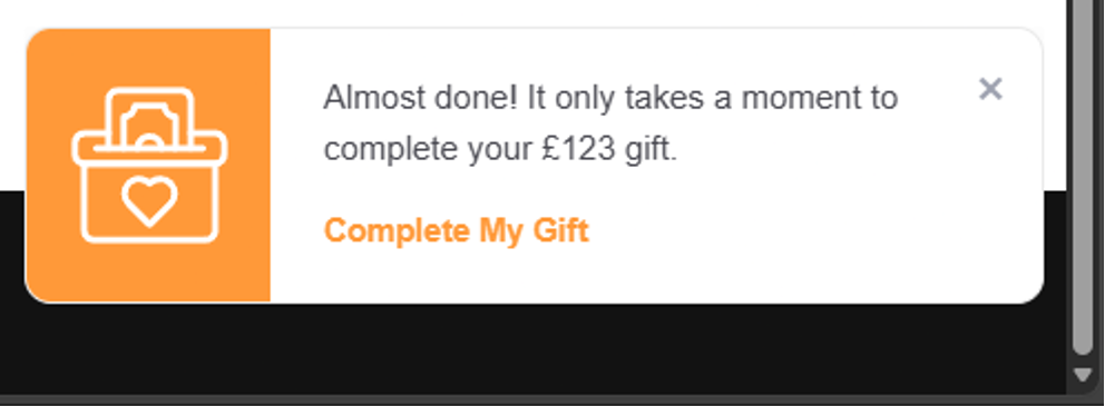 Image of the fundraising abandonment lightbox 