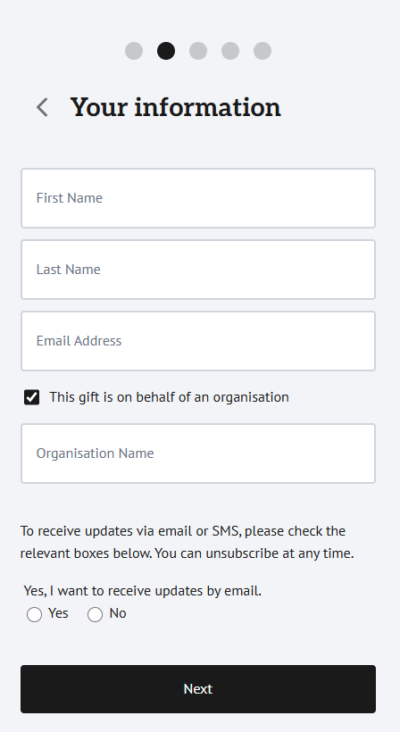 Image of step 2 Supporter Information Fields