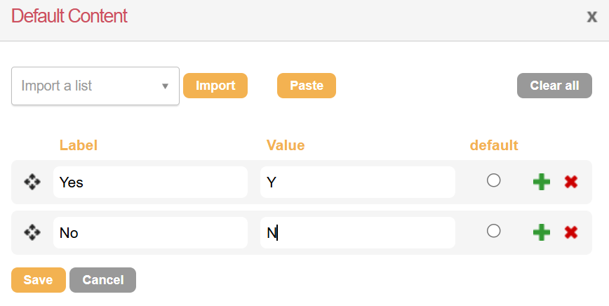 Default content for email tracking selection