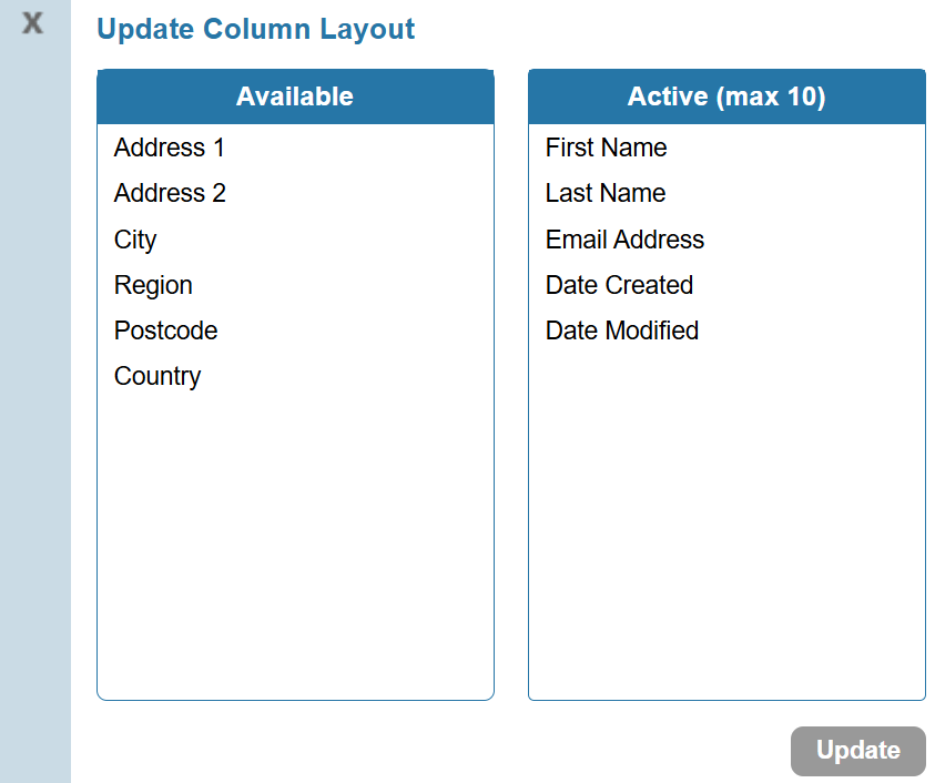 Image of update column layout options for search results